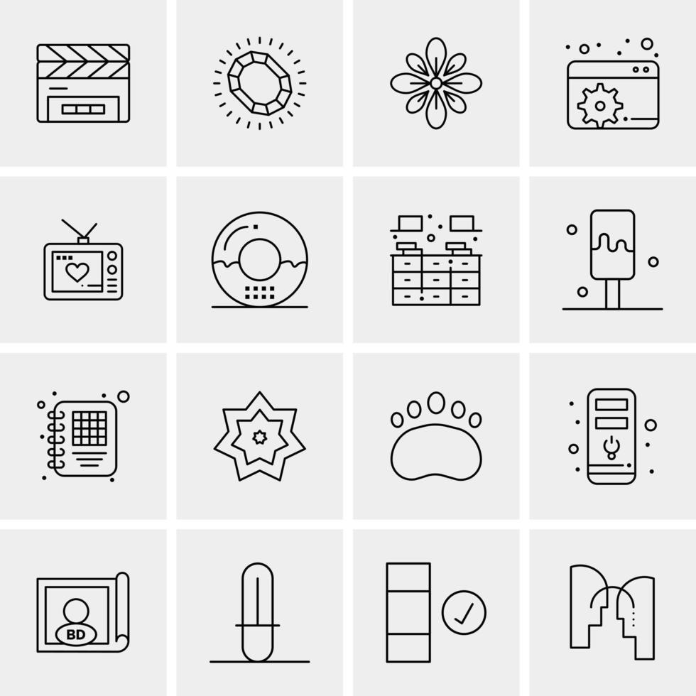 16 iconos de negocios universales vector ilustración de icono creativo para usar en proyectos relacionados con la web y dispositivos móviles