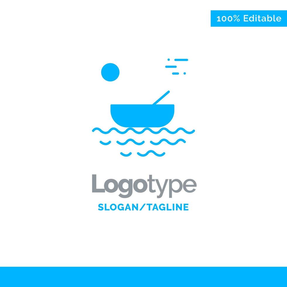 barco canoas kayak río transporte azul sólido logotipo plantilla lugar para eslogan vector