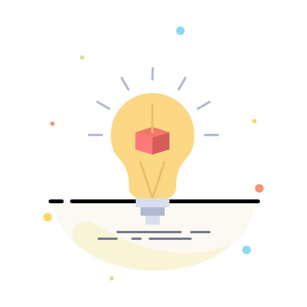 3d Cube idea bulb printing box Flat Color Icon Vector