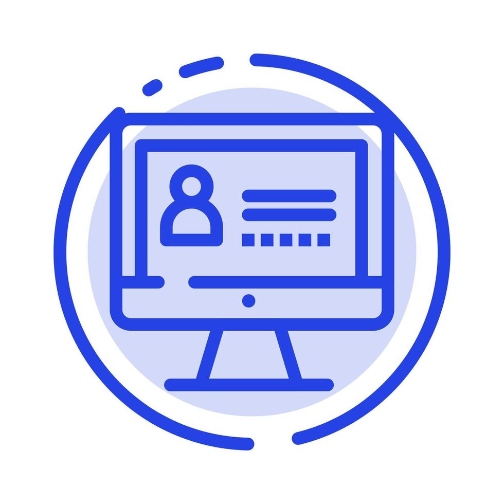 Computer Internet Security Blue Dotted Line Line Icon vector