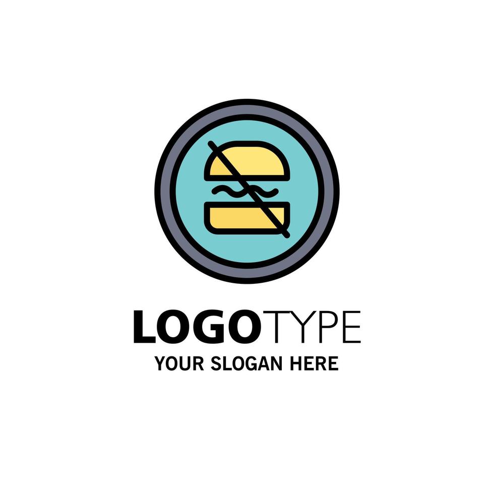 Ban Banned Diet Dieting Fast Business Logo Template Flat Color vector