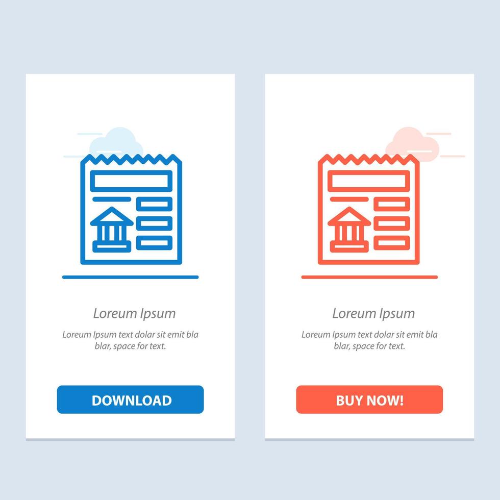 Basic Document Ui Bank  Blue and Red Download and Buy Now web Widget Card Template vector