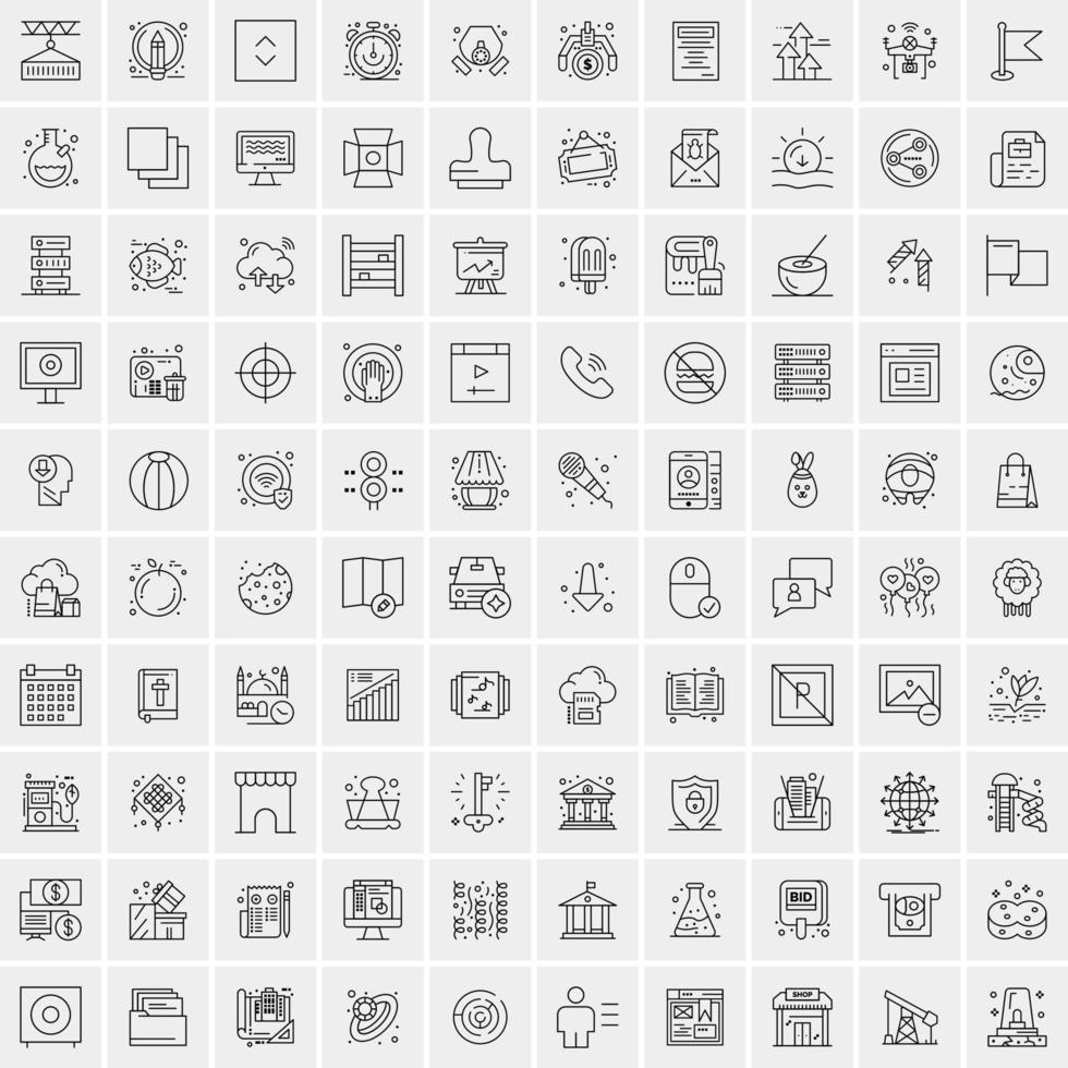 Pack of 100 Universal Line Icons for Mobile and Web vector