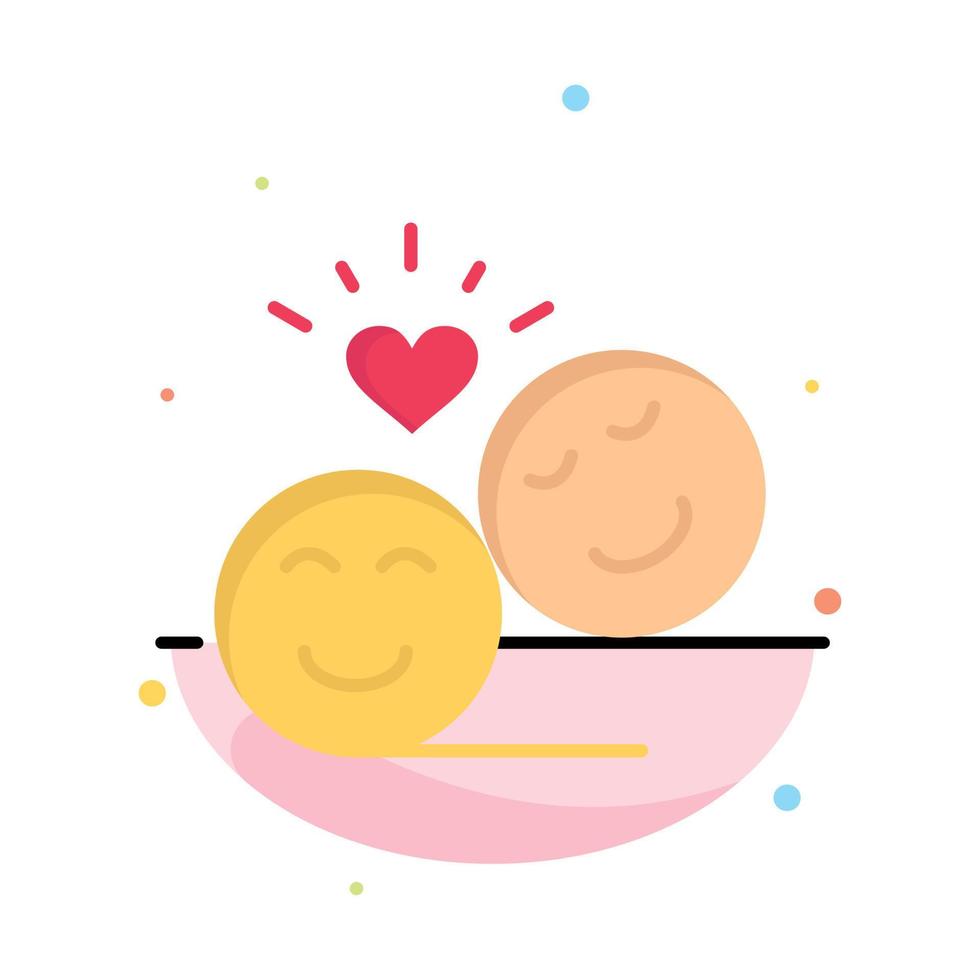 Couple Avatar Smiley Faces Emojis Valentine Abstract Flat Color Icon Template vector