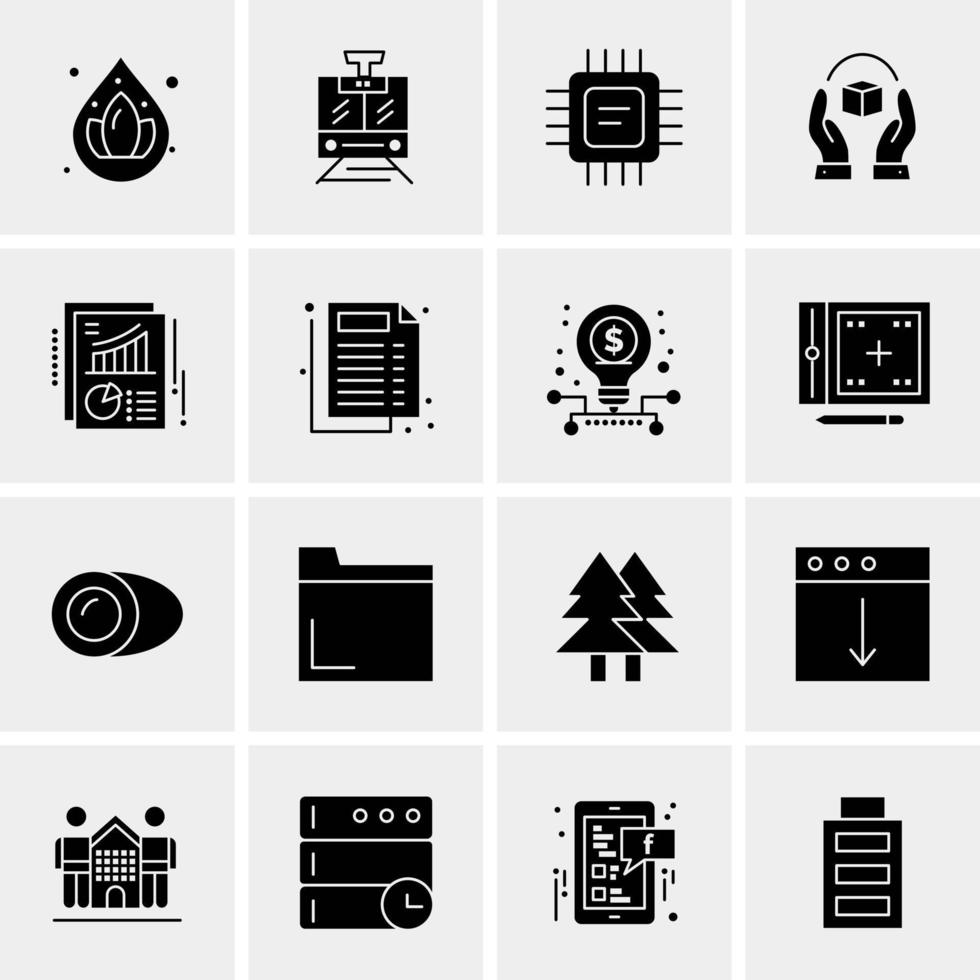 16 iconos de negocios universales vector ilustración de icono creativo para usar en proyectos relacionados con la web y dispositivos móviles