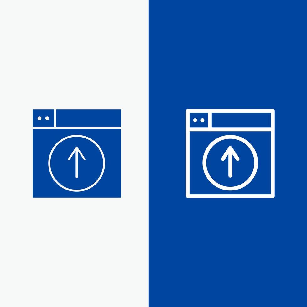 Upload Up Web Design application Line and Glyph Solid icon Blue banner Line and Glyph Solid icon Blue banner vector