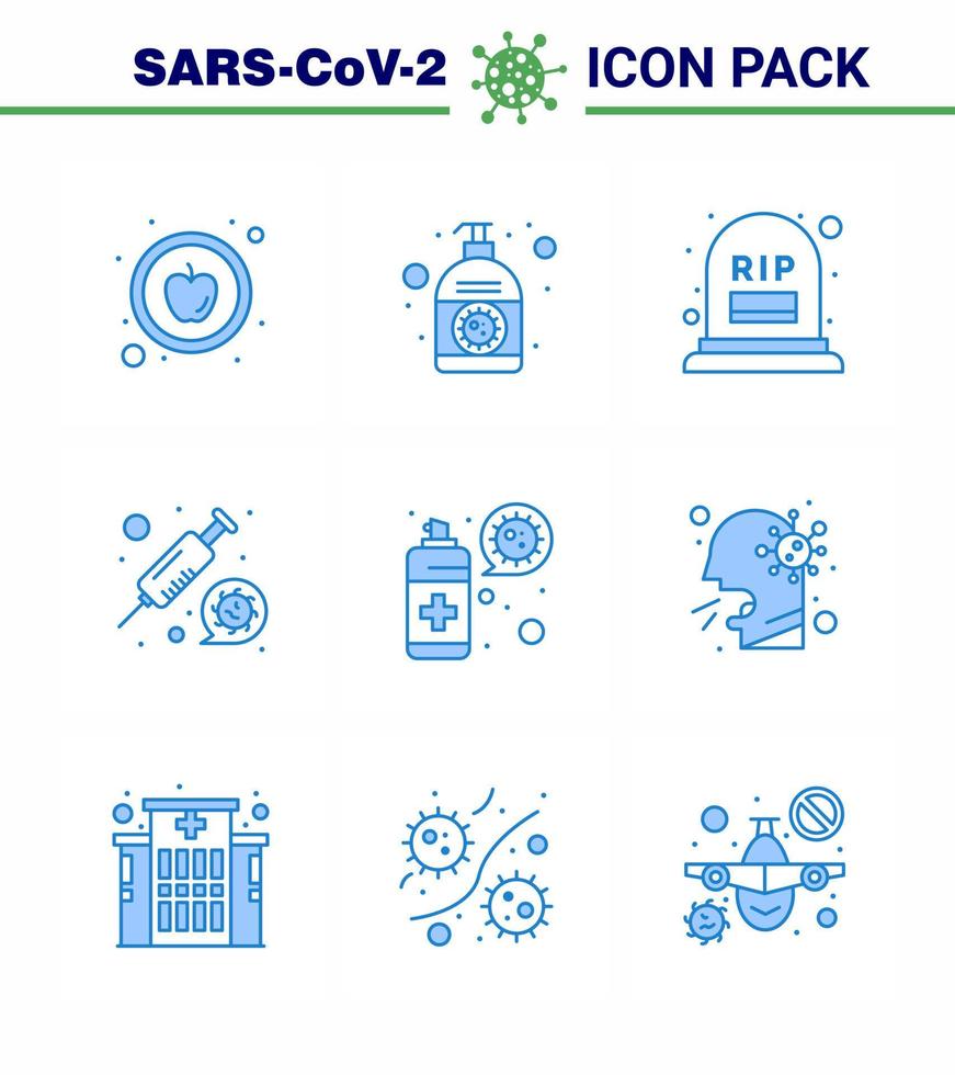 Coronavirus awareness icons 9 Blue icon Corona Virus Flu Related such as spray vaccine count syring coronavirus viral coronavirus 2019nov disease Vector Design Elements