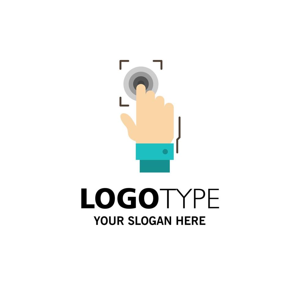 Fingerprint Identity Recognition Scan Scanner Scanning Business Logo Template Flat Color vector