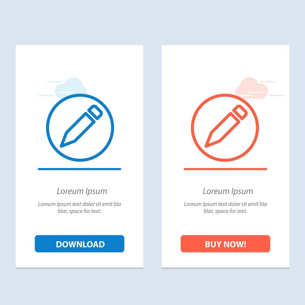 Basic Pencil Text  Blue and Red Download and Buy Now web Widget Card Template vector
