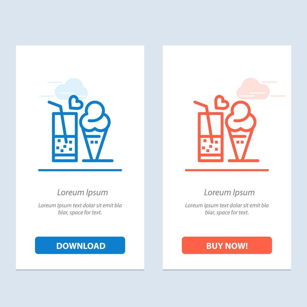 Food Juice Glass Ice Cream Cone  Blue and Red Download and Buy Now web Widget Card Template vector