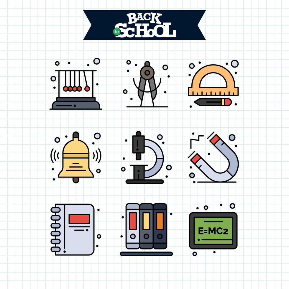 Back to School icon. Education and Learning line icons set. vector