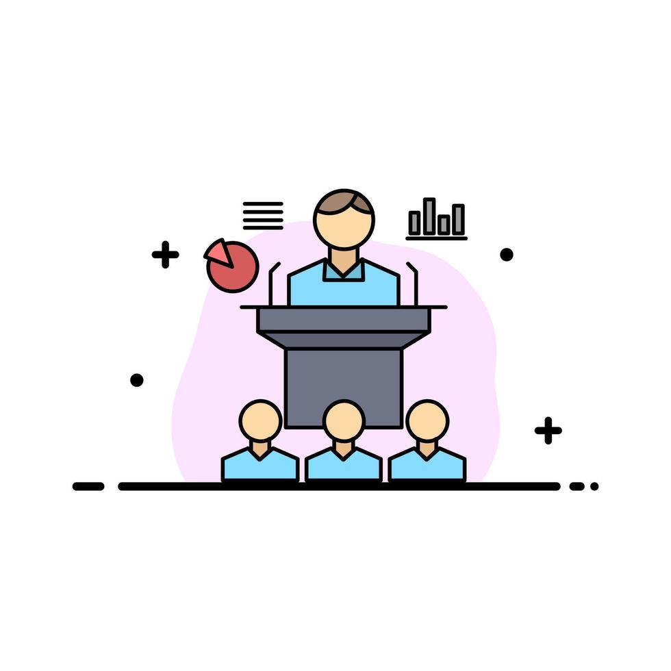 Business conference convention presentation seminar Flat Color Icon Vector