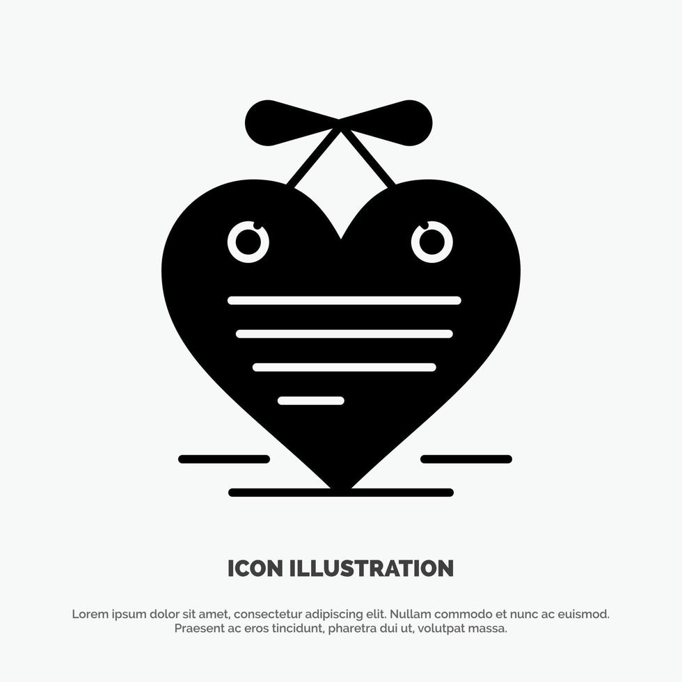 corazón colgante corazón calendario amor carta sólido glifo icono vector