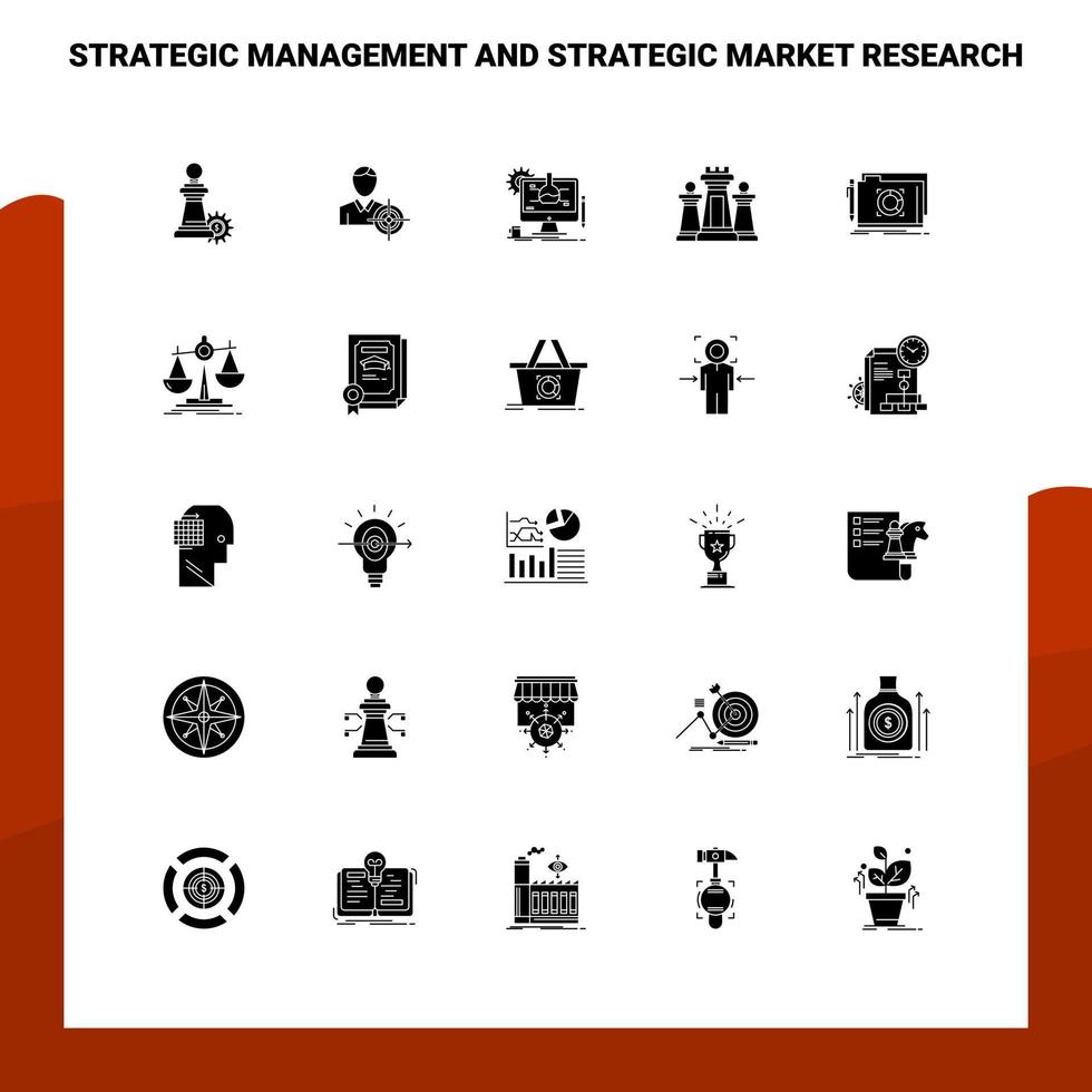 25 Strategic Management and Strategic Market Research Icon set Solid Glyph Icon Vector Illustration Template For Web and Mobile Ideas for business company