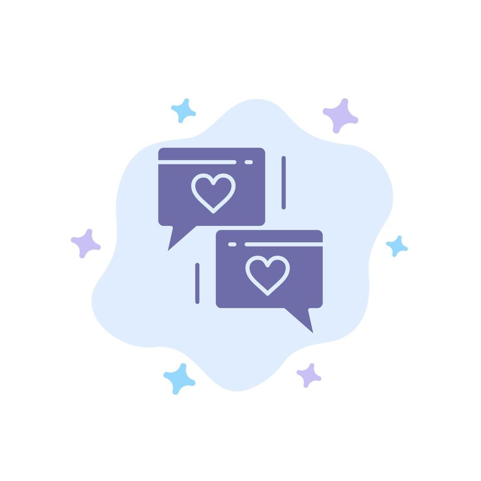 Chat Love Heart Wedding Blue Icon on Abstract Cloud Background vector
