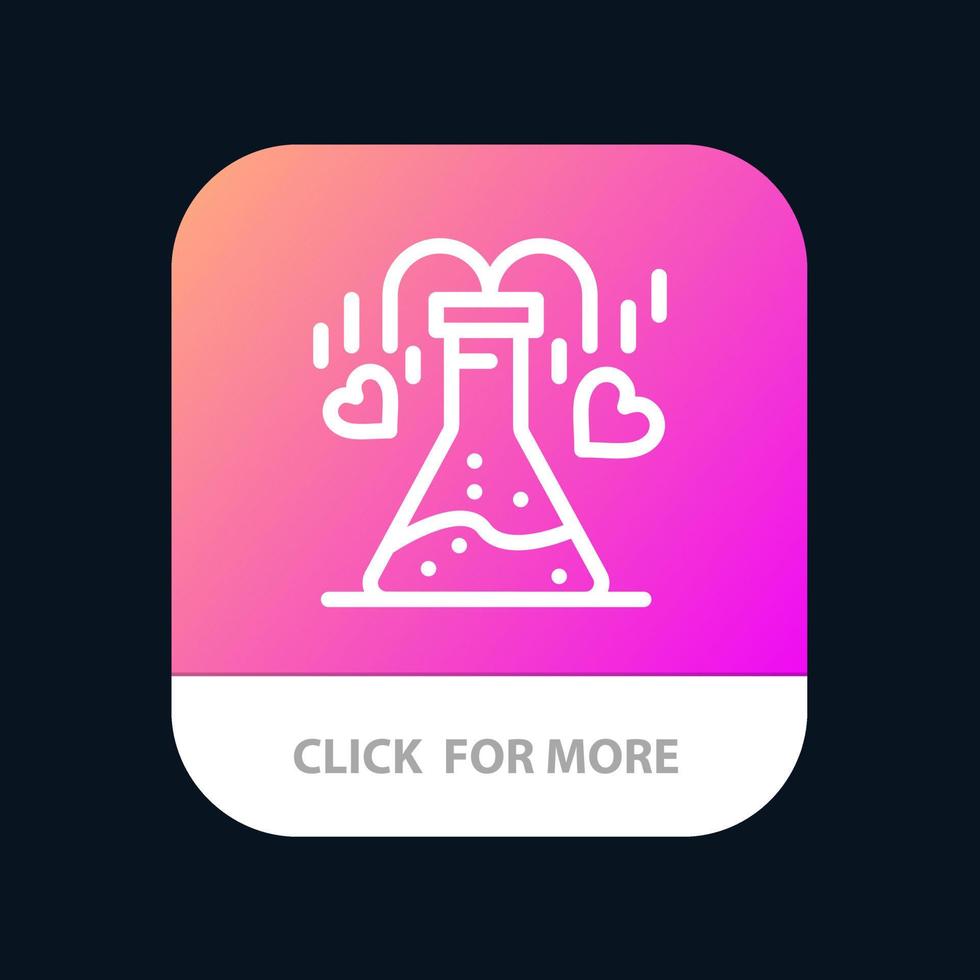 Chemical Flask Heart Love Mobile App Button Android and IOS Line Version vector