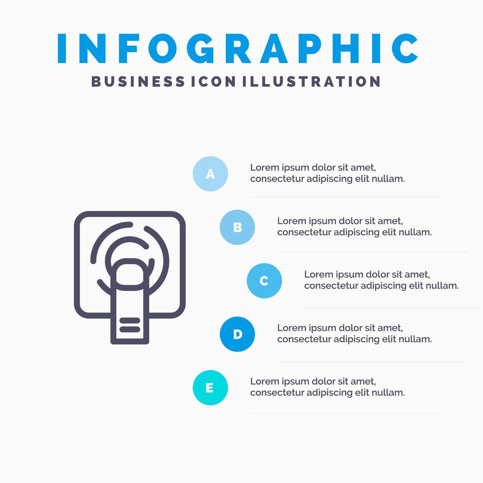 toque de dedo pantalla táctil de dedo plantilla de infografía azul plantilla de icono de línea de vector de 5 pasos