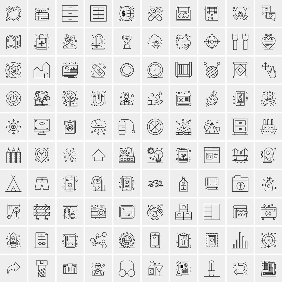 Pack of 100 Universal Line Icons for Mobile and Web vector