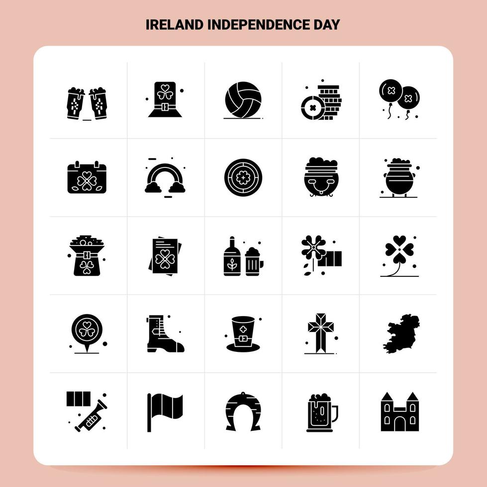 sólido 25 conjunto de iconos del día de la independencia de irlanda diseño de estilo de glifo vectorial conjunto de iconos negros diseño de ideas de negocios web y móviles ilustración vectorial vector