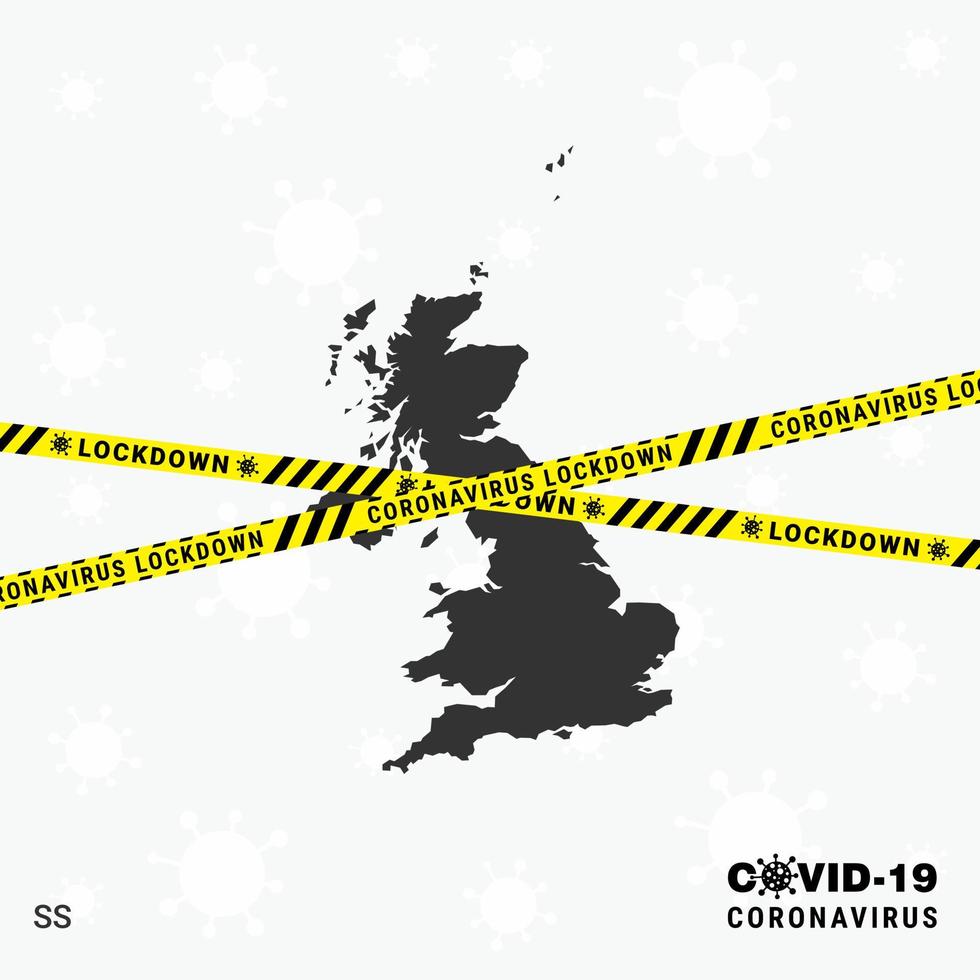 United Kingdomcountry map Lockdown template for Coronavirus pandemic for stop virus transmission COVID 19 Awareness Template vector