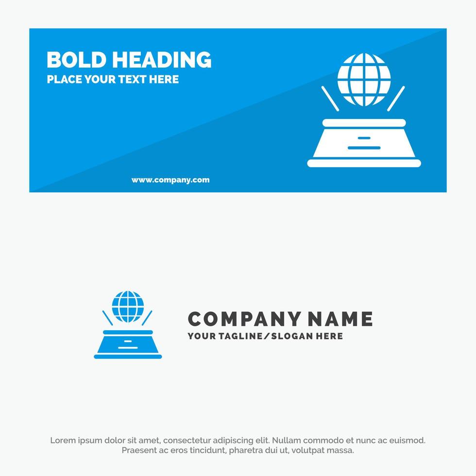 World Hologram Imagination Presentation SOlid Icon Website Banner and Business Logo Template vector