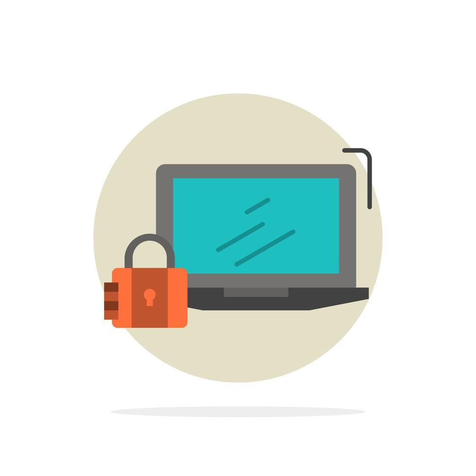 Computer Padlock Security Lock Login Abstract Circle Background Flat color Icon vector