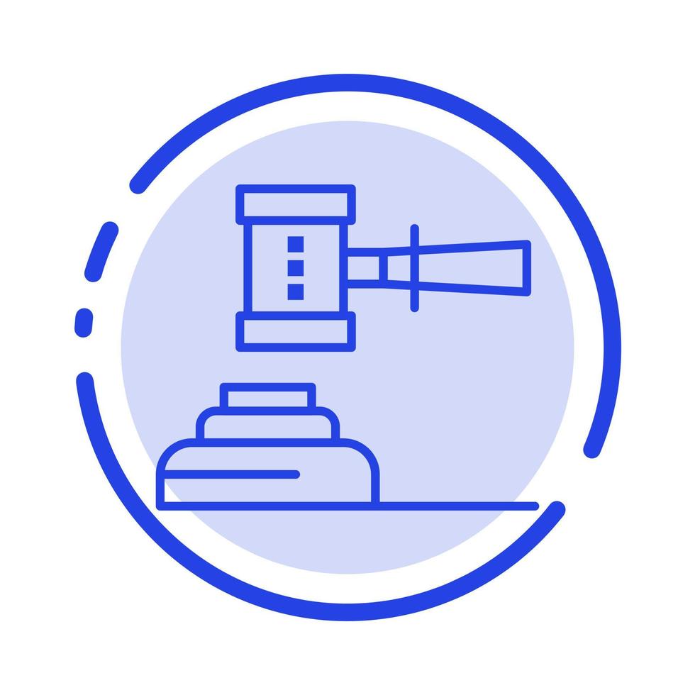 Law Action Auction Court Gavel Hammer Judge Legal Blue Dotted Line Line Icon vector