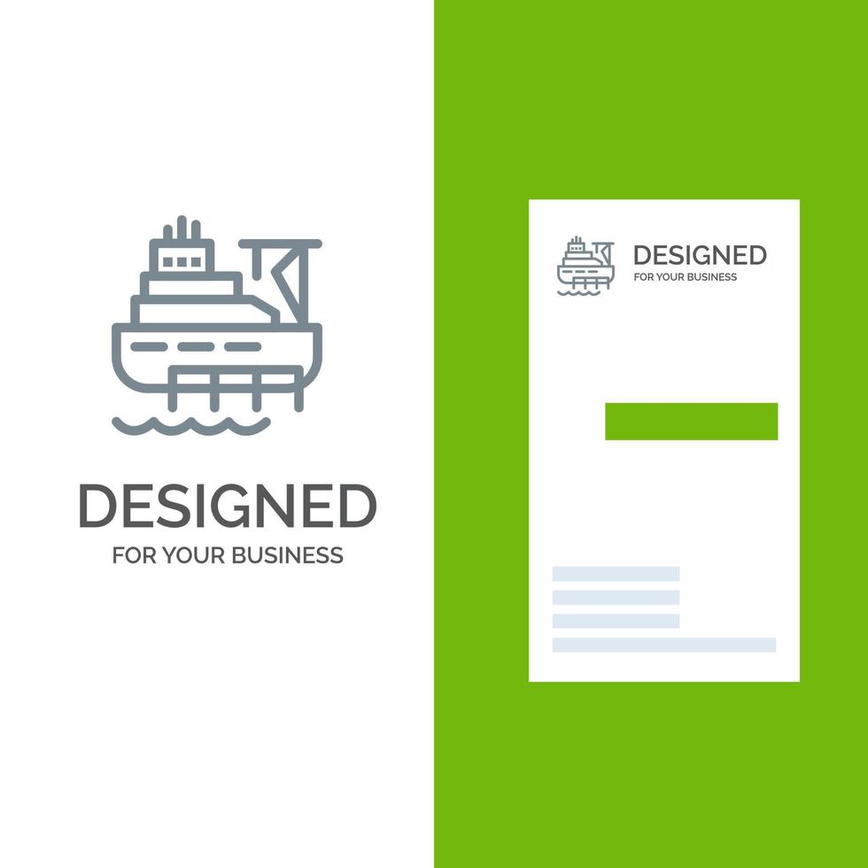 Ship Boat Cargo Construction Grey Logo Design and Business Card Template vector