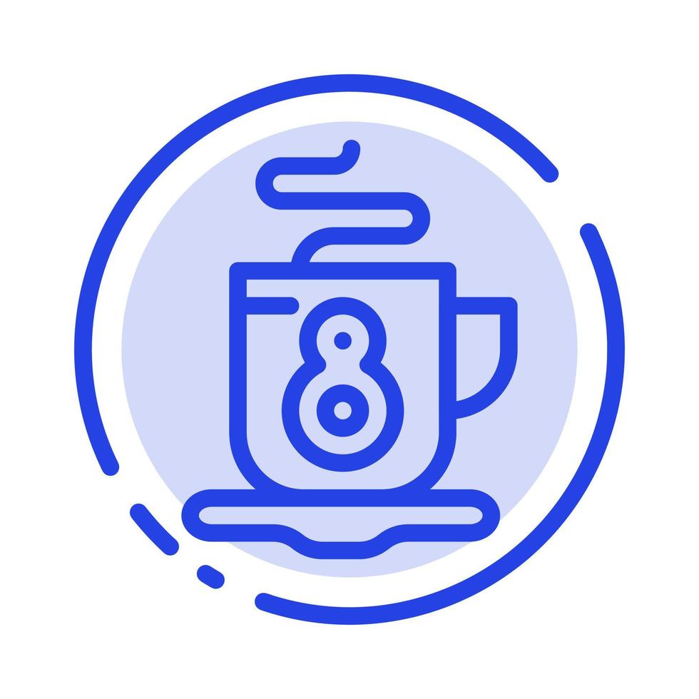 café té línea punteada azul caliente icono de línea vector