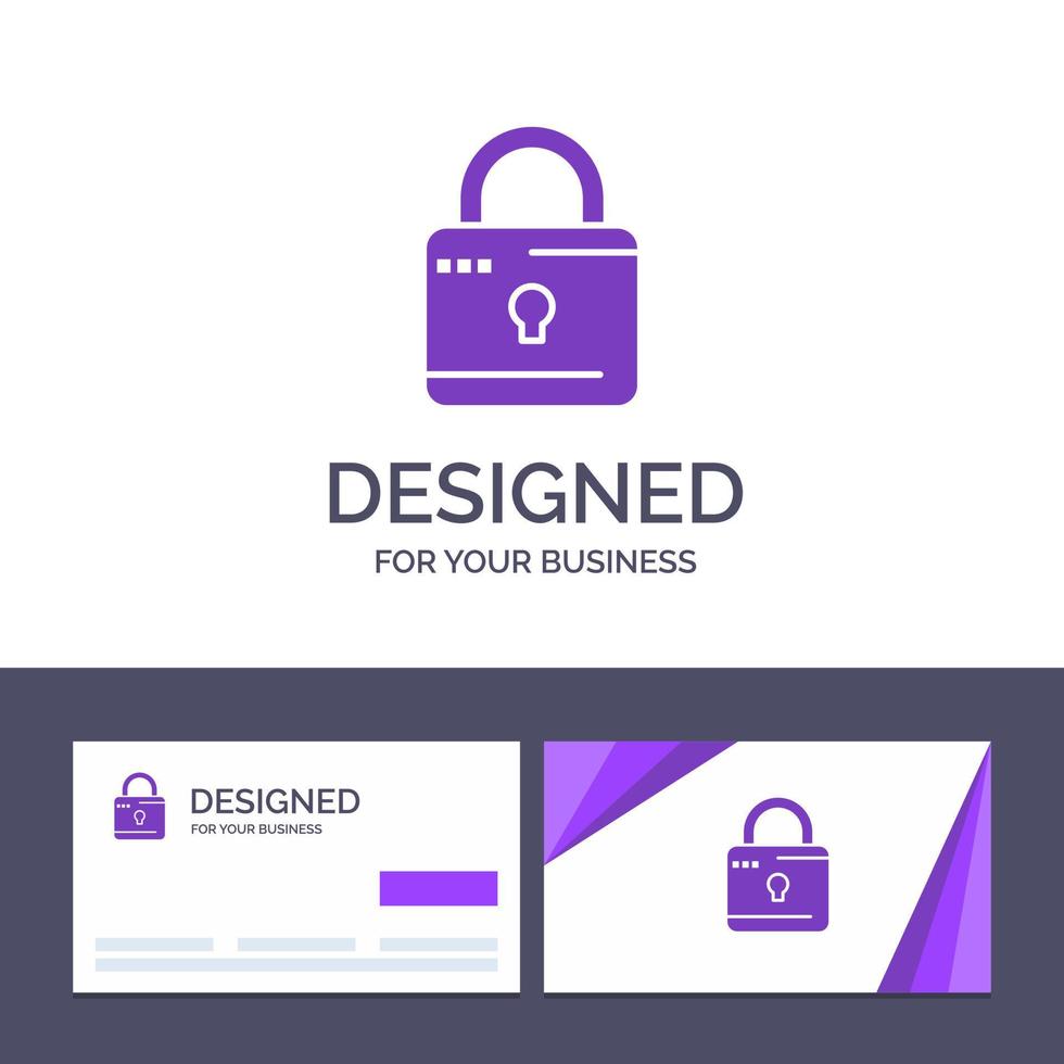 tarjeta de visita creativa y plantilla de logotipo bloqueo computación seguridad bloqueada ilustración vectorial vector