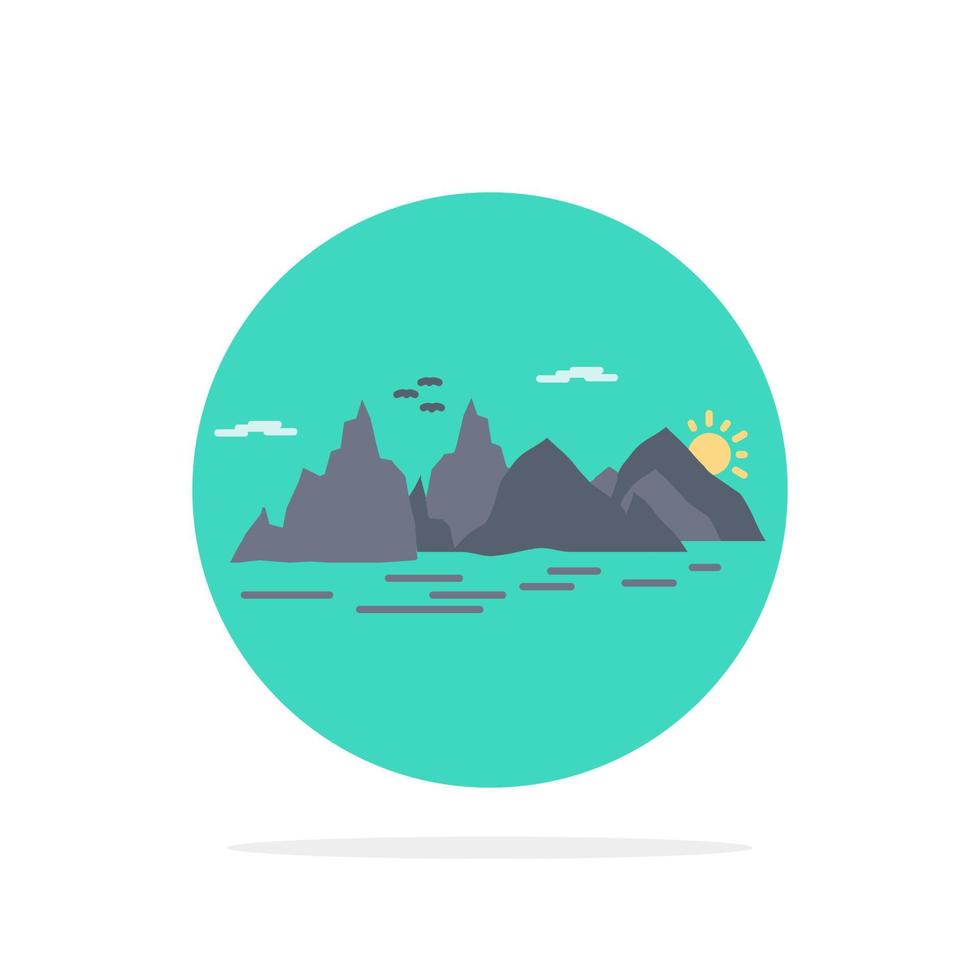 Mountain hill landscape nature cliff Flat Color Icon Vector