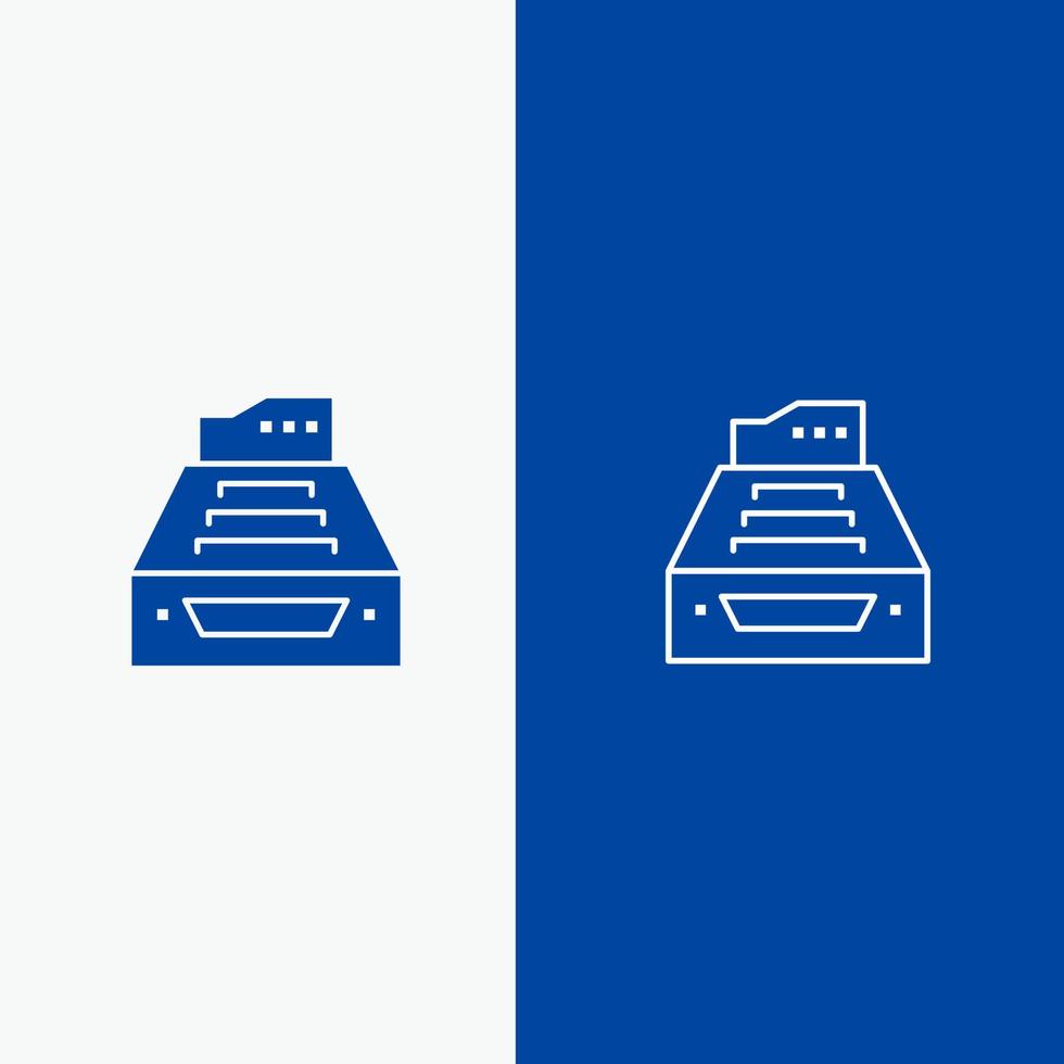 Files Accounting Accounts Data Database Inbox Storage Line and Glyph Solid icon Blue banner Line and Glyph Solid icon Blue banner vector
