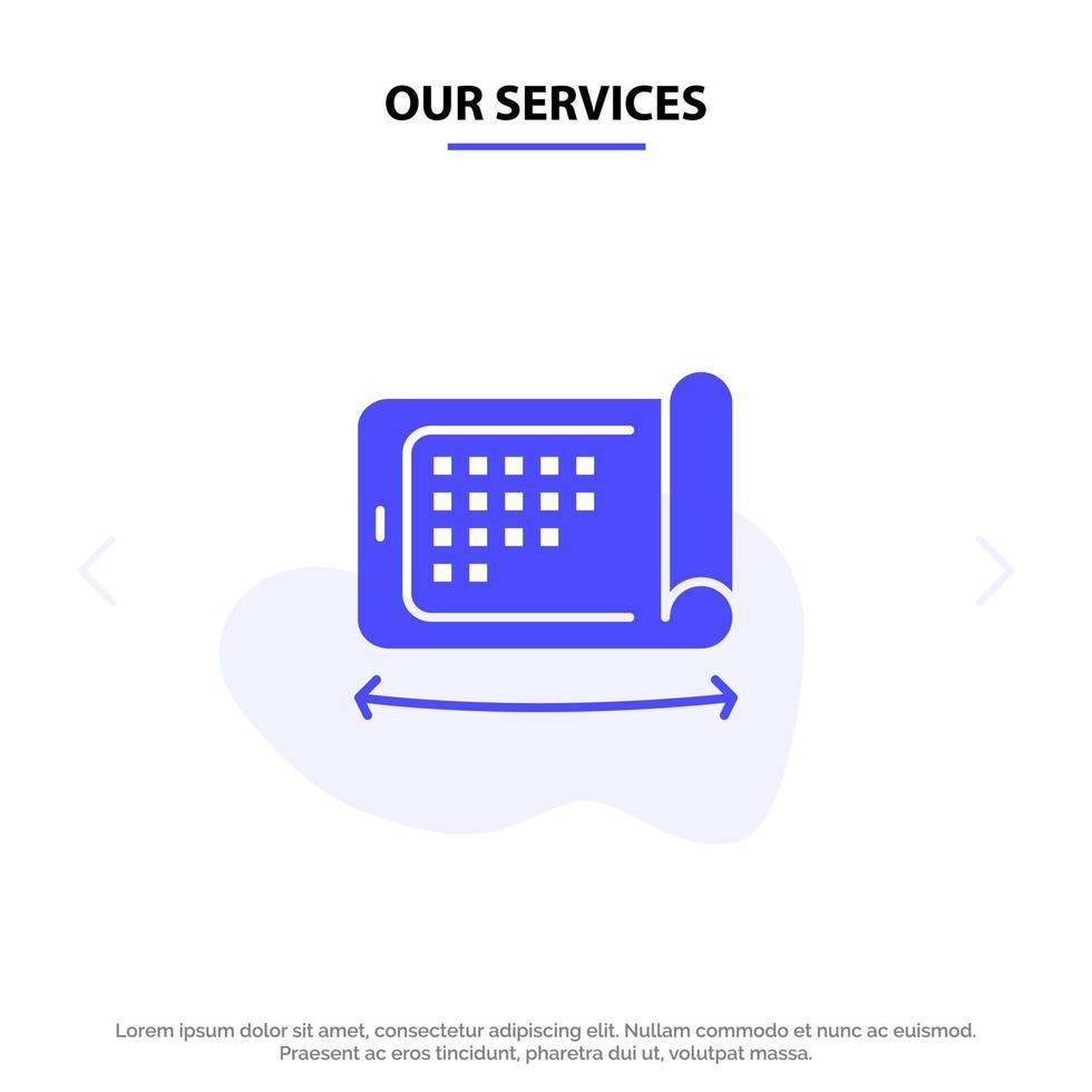 Our Services Mobile Display Technology Flexible Solid Glyph Icon Web card Template vector