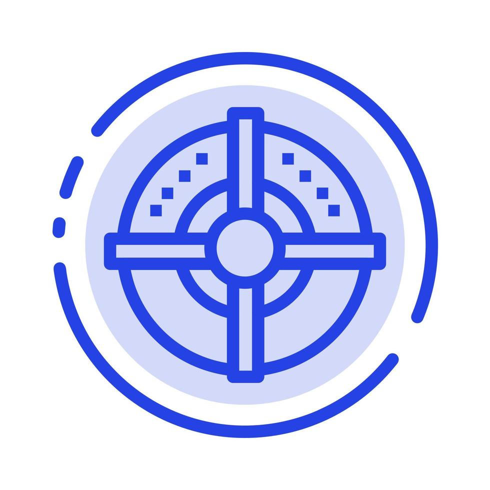 Target Arrow Strategy Point Blue Dotted Line Line Icon vector