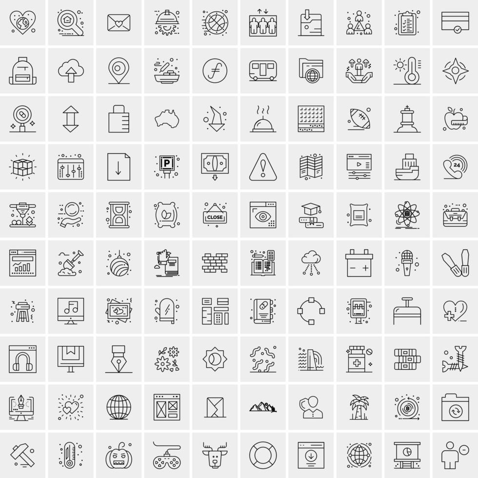 Pack of 100 Universal Line Icons for Mobile and Web vector