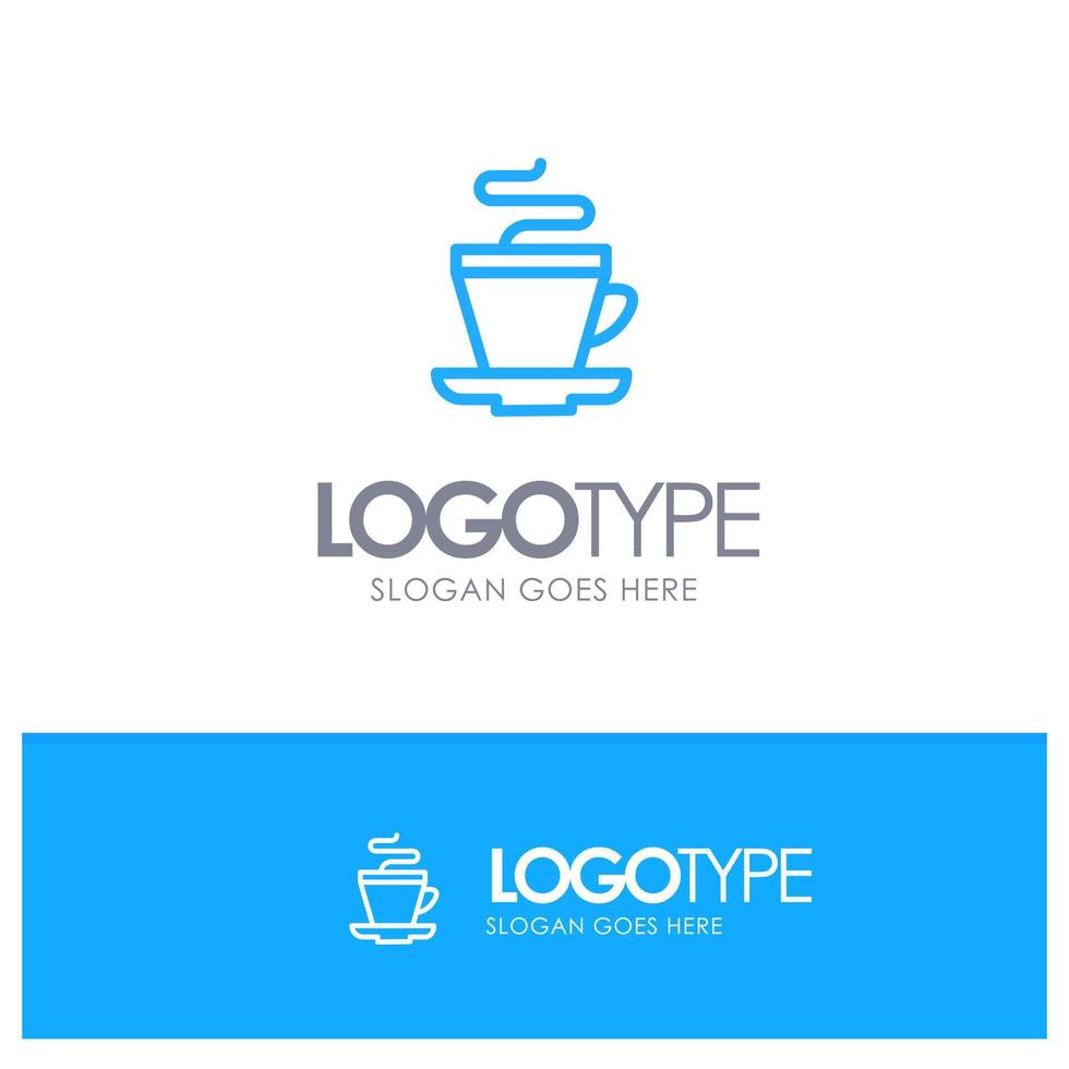 Tea Cup Coffee Indian Blue Outline Logo Place for Tagline vector