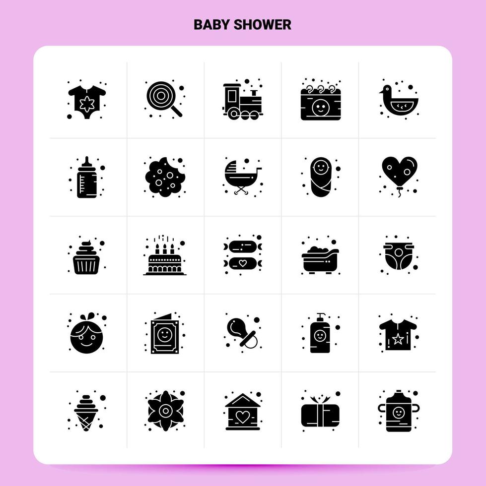 conjunto de iconos de ducha de bebé sólido 25 diseño de estilo de glifo vectorial conjunto de iconos negros diseño de ideas de negocios web y móvil ilustración vectorial vector