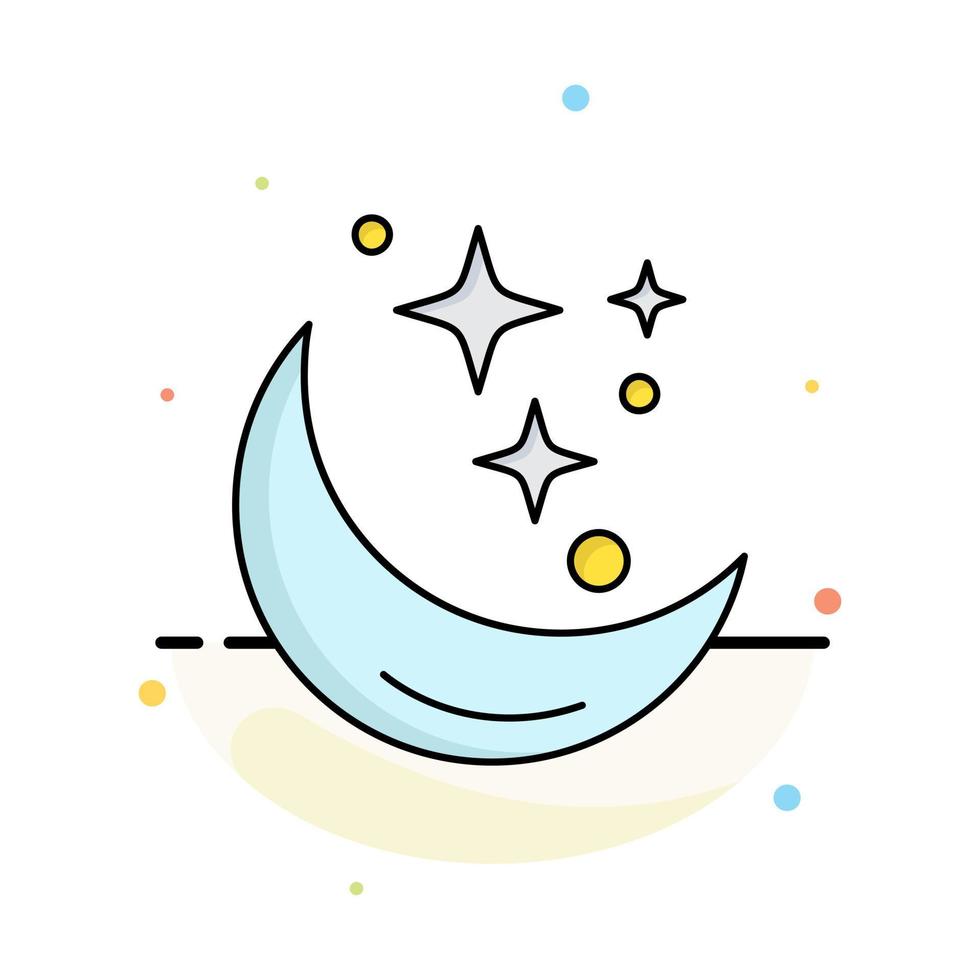 Moon Night star weather space Flat Color Icon Vector