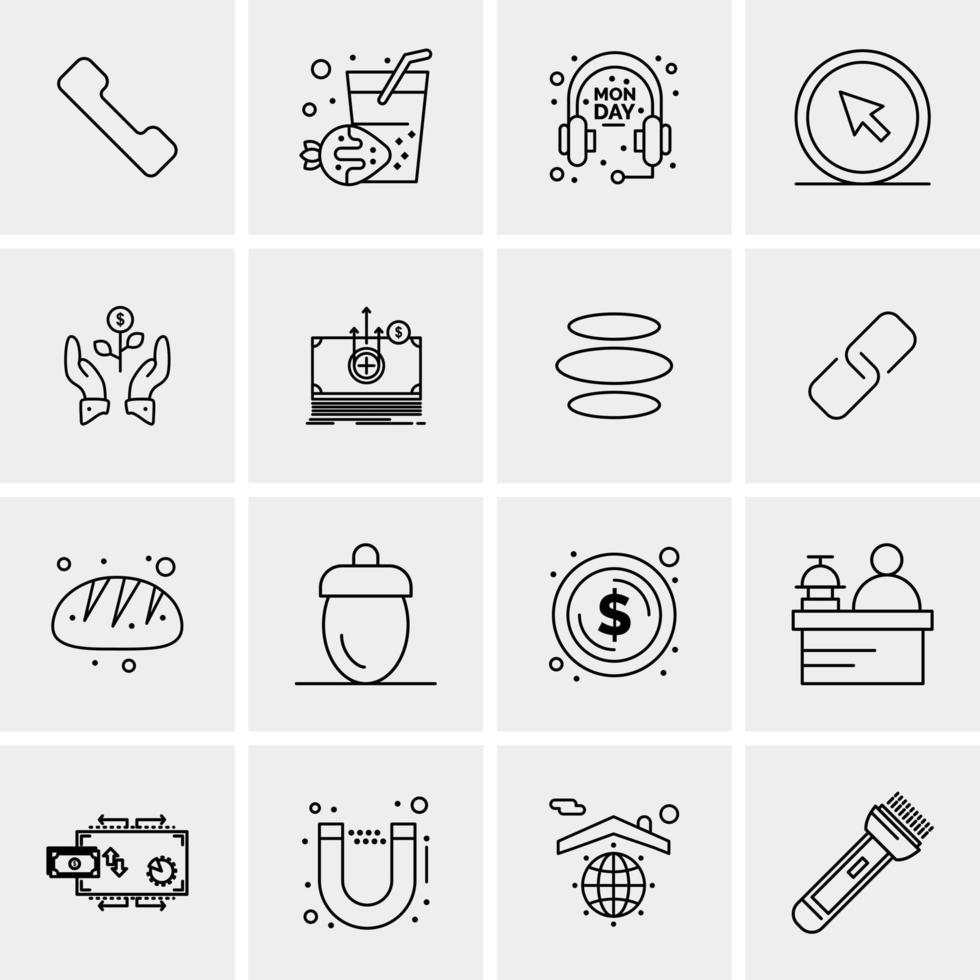 16 iconos de negocios universales vector ilustración de icono creativo para usar en proyectos relacionados con la web y dispositivos móviles