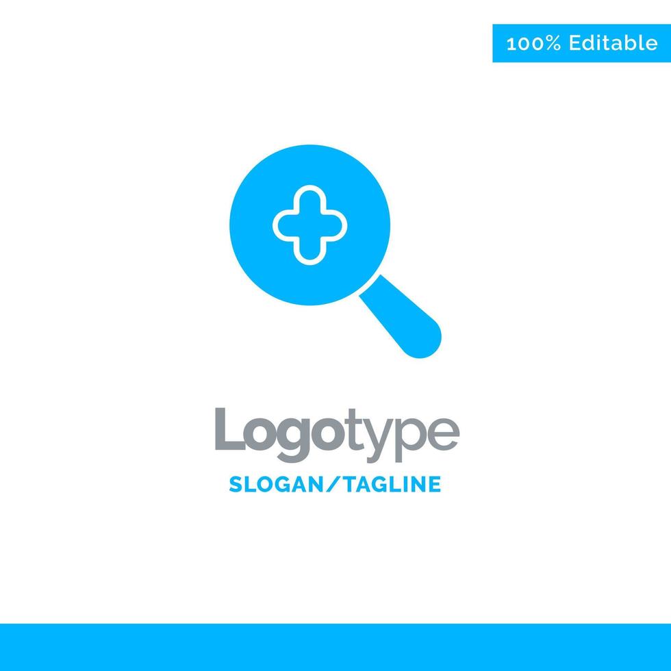 Expanded Search Plus Blue Solid Logo Template Place for Tagline vector