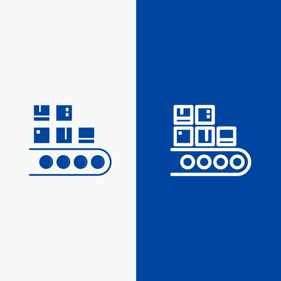 Business Line Management Product Production Line and Glyph Solid icon Blue banner Line and Glyph Solid icon Blue banner vector