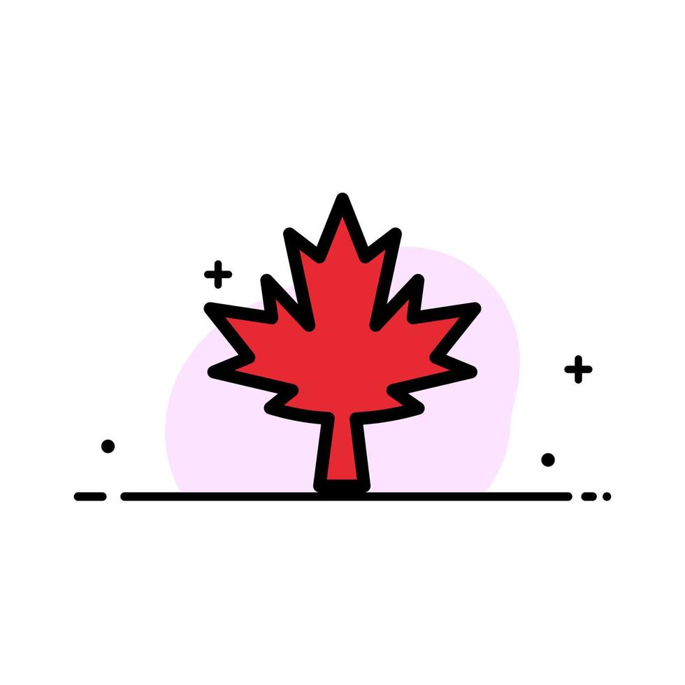 plantilla de banner de vector de icono lleno de línea plana de negocio de hoja de arce de canadá