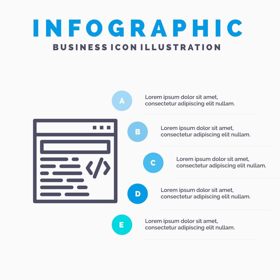 Web Design Text Line icon with 5 steps presentation infographics Background vector