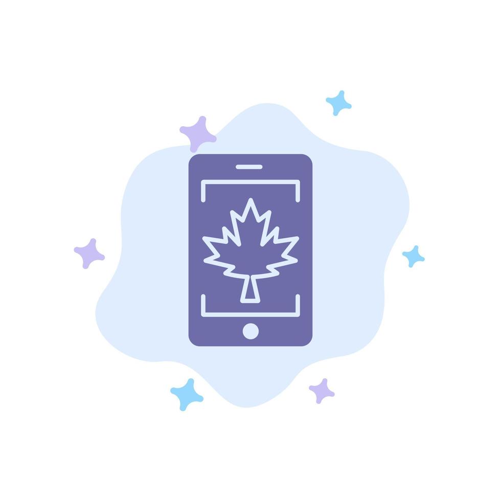 celular móvil canadá hoja icono azul sobre fondo de nube abstracta vector
