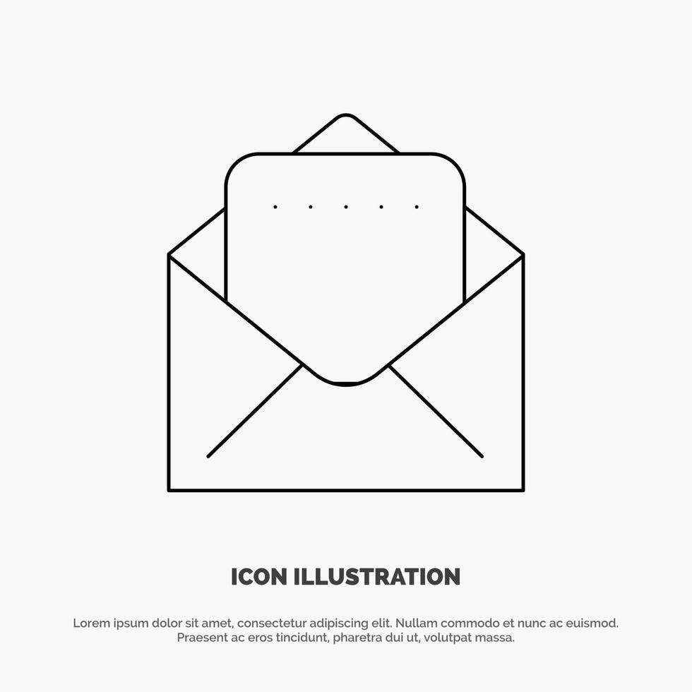 vector de icono de línea de correo de documento