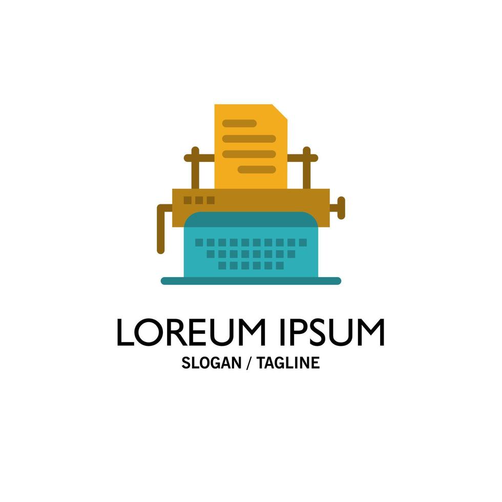 Typewriter Typing Document Publish Business Logo Template Flat Color vector