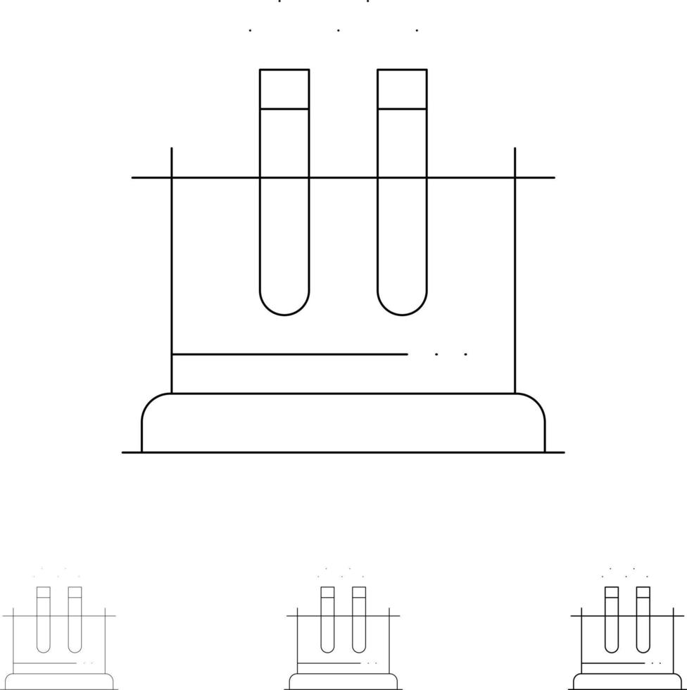 Lab Test Tube Science Bold and thin black line icon set vector