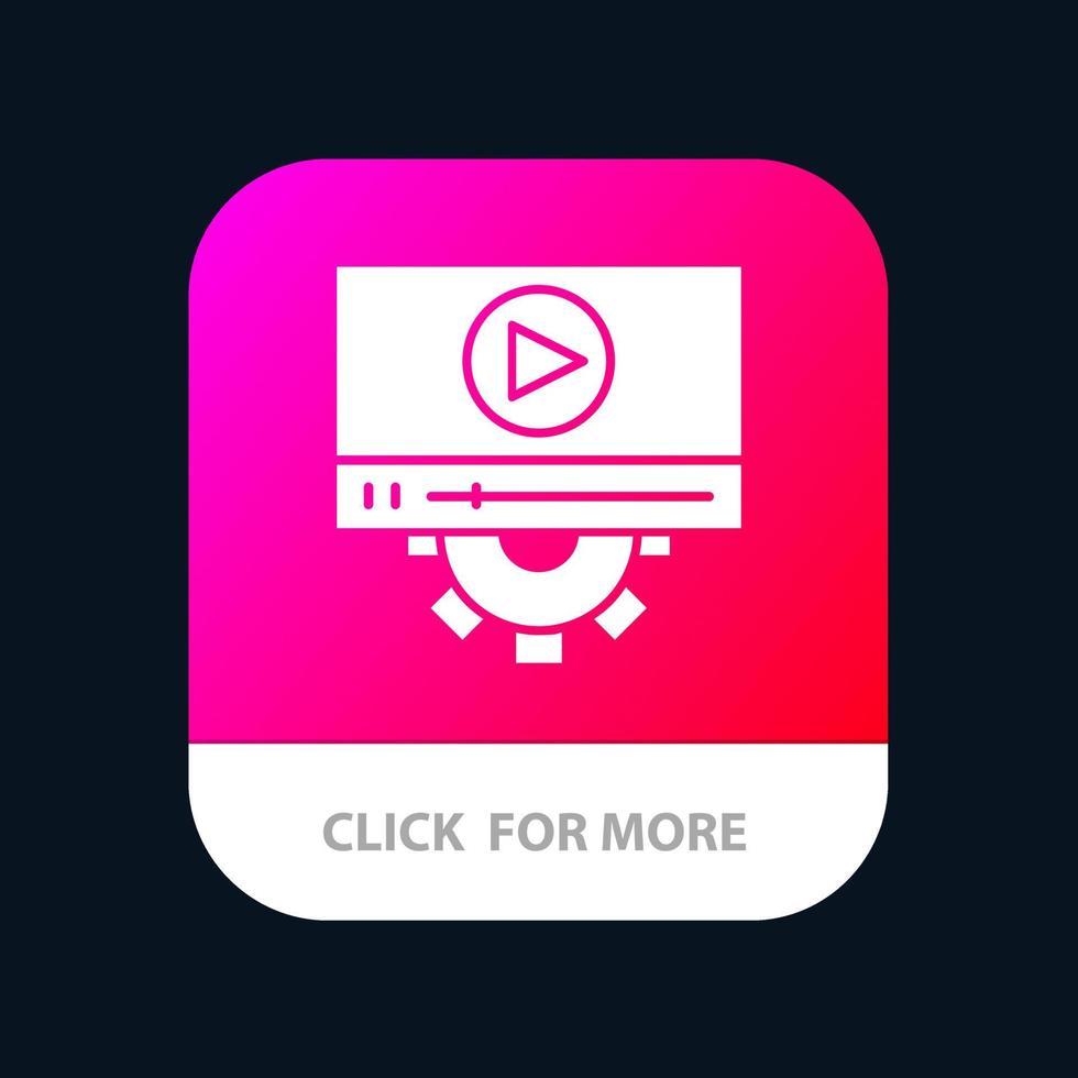 botón de aplicación móvil de diseño de configuración de reproducción de video versión de glifo de android e ios vector