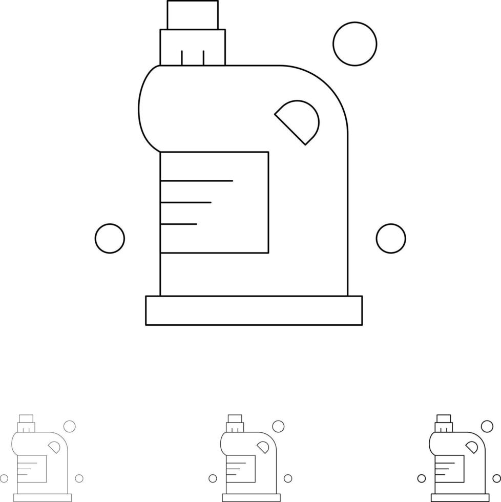 Clean Cleaning Drain Fluid Household Bold and thin black line icon set vector