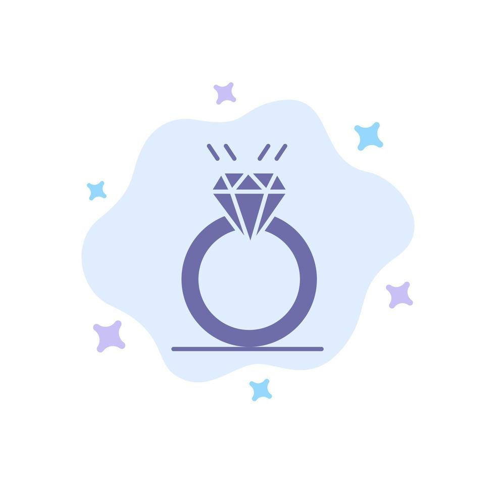 Ring Diamond Proposal Marriage Love Blue Icon on Abstract Cloud Background vector